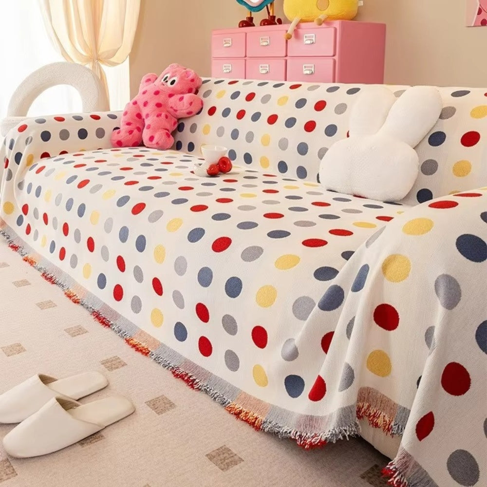 Colorful Polka Dot Sofa Cover Classic Tones