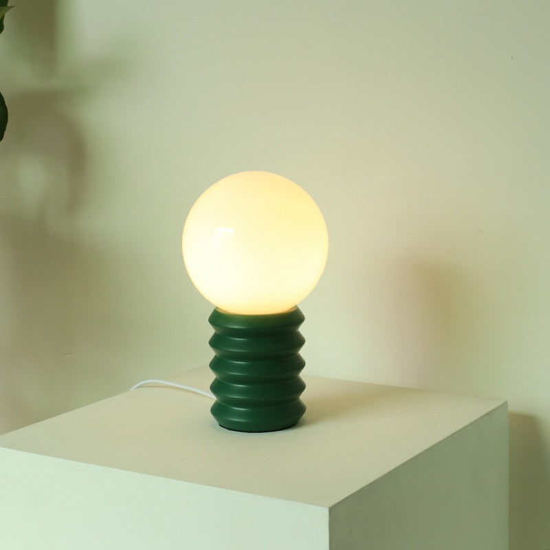 Connie Mid Century Table Lamp Accordion Green
