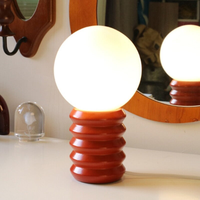 Connie Mid Century Table Lamp Accordion Red