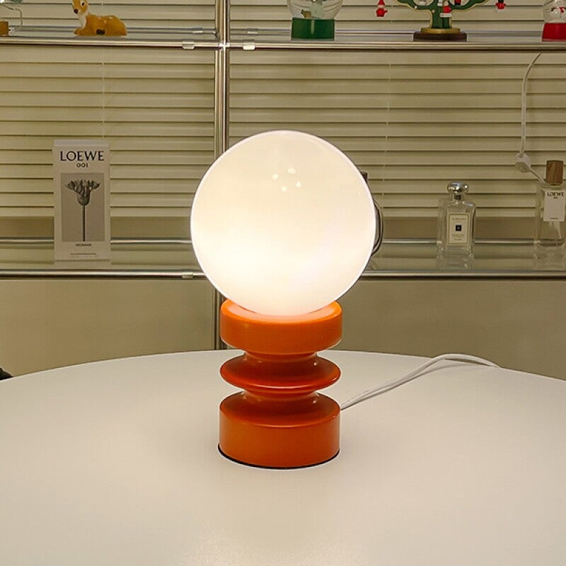 Connie Mid Century Table Lamp Sharp Edges Orange Red