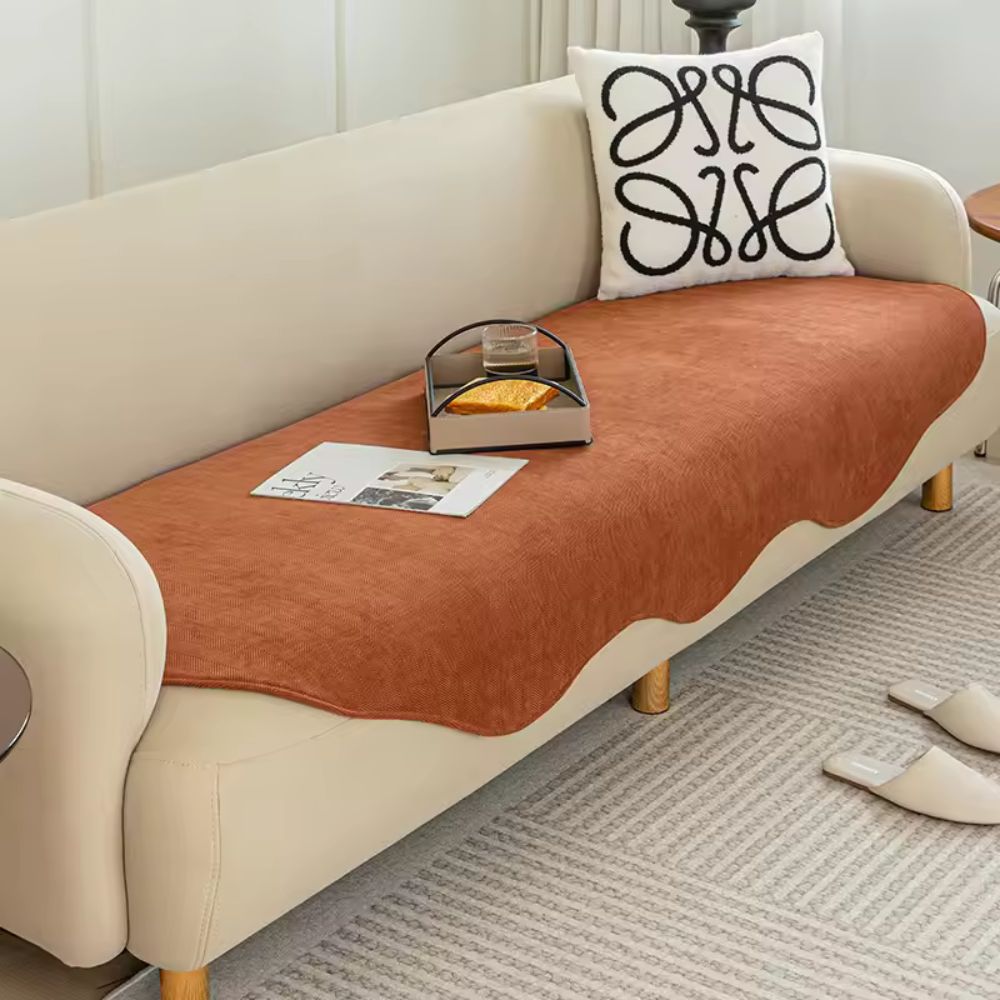 All-Season Plain Contour Fit Sofa Cover Rust Haze