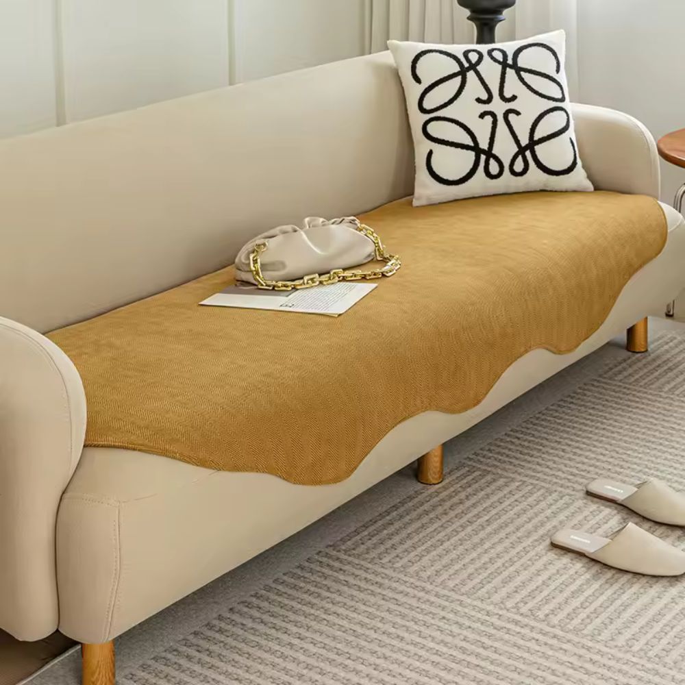 All-Season Plain Contour Fit Sofa Cover Honey Haze