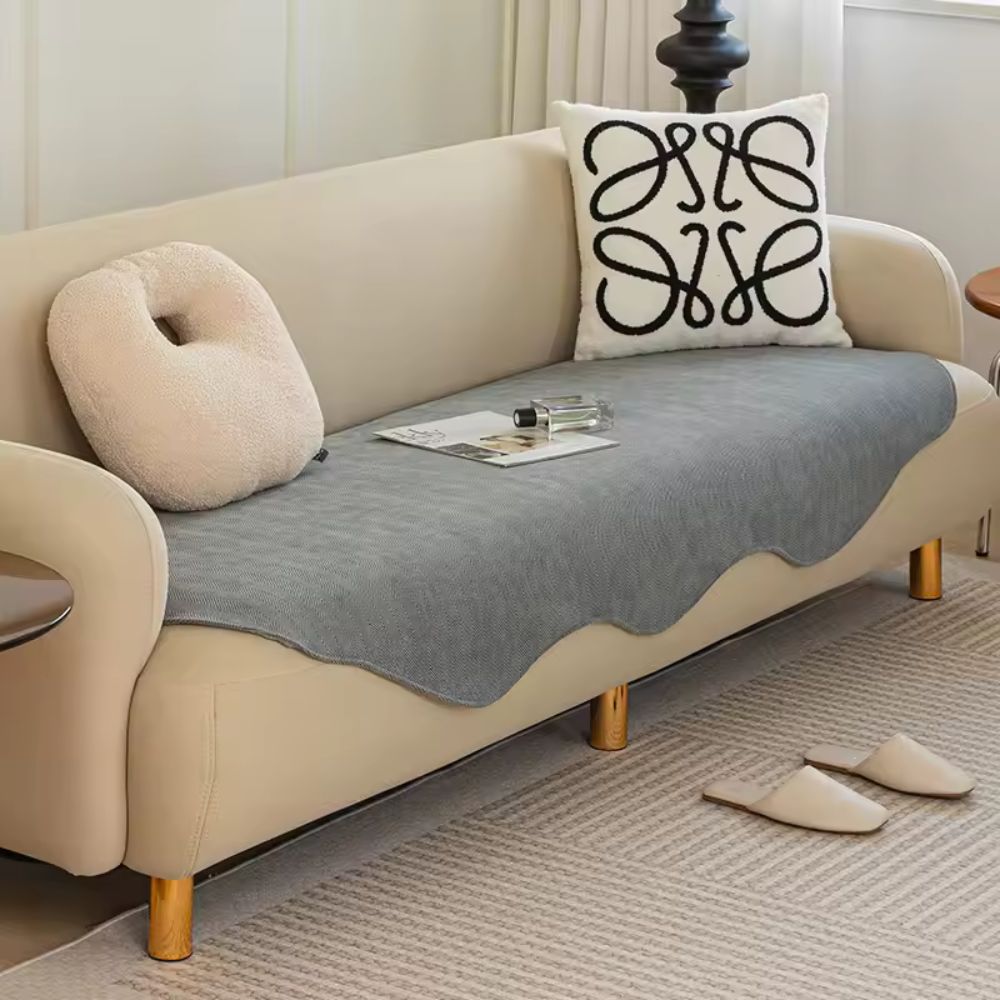 All-Season Plain Contour Fit Sofa Cover Stone Haze
