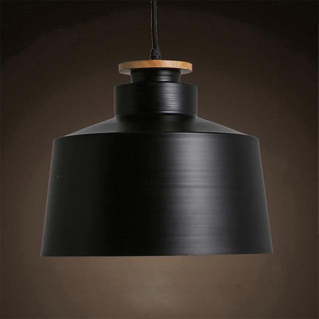 Contrast Metal & Wood Pendant Lights Black Dome