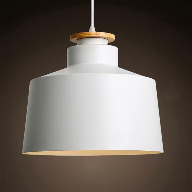 Contrast Metal & Wood Pendant Lights White Dome