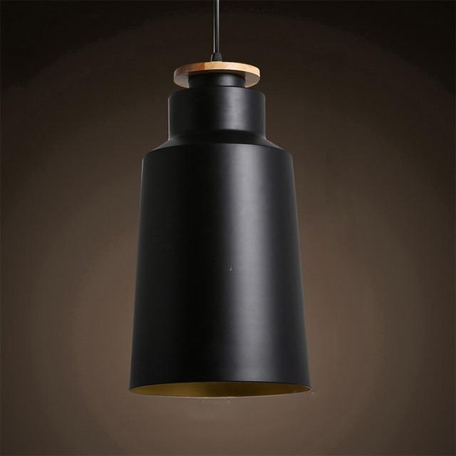 Contrast Metal & Wood Pendant Lights Black Cone