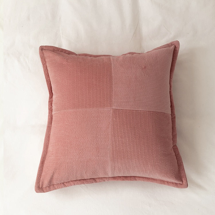 Contrast Twill Solid Pillow Cover Pink