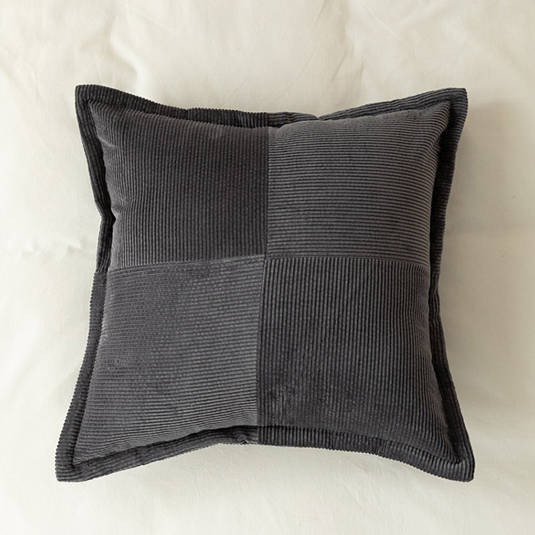 Contrast Twill Solid Pillow Cover Grey