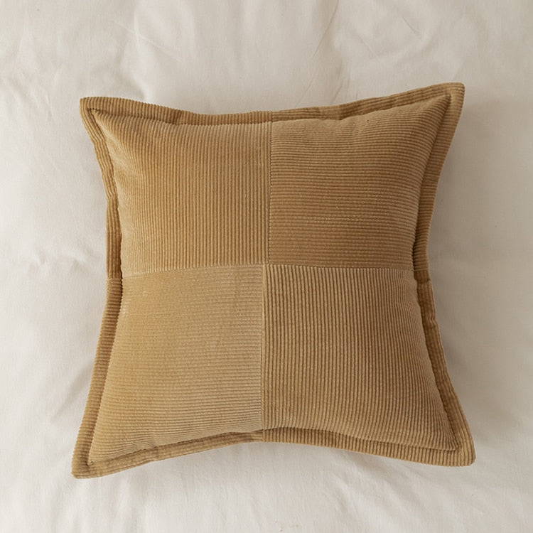 Contrast Twill Solid Pillow Cover Camel