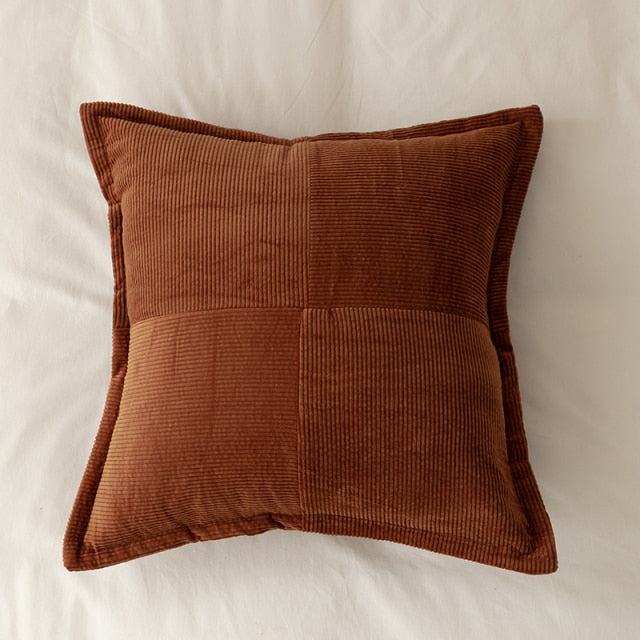 Contrast Twill Solid Pillow Cover Brown