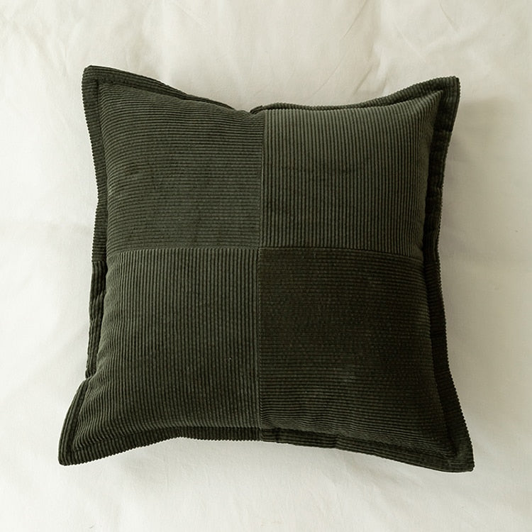 Contrast Twill Solid Pillow Cover Olive