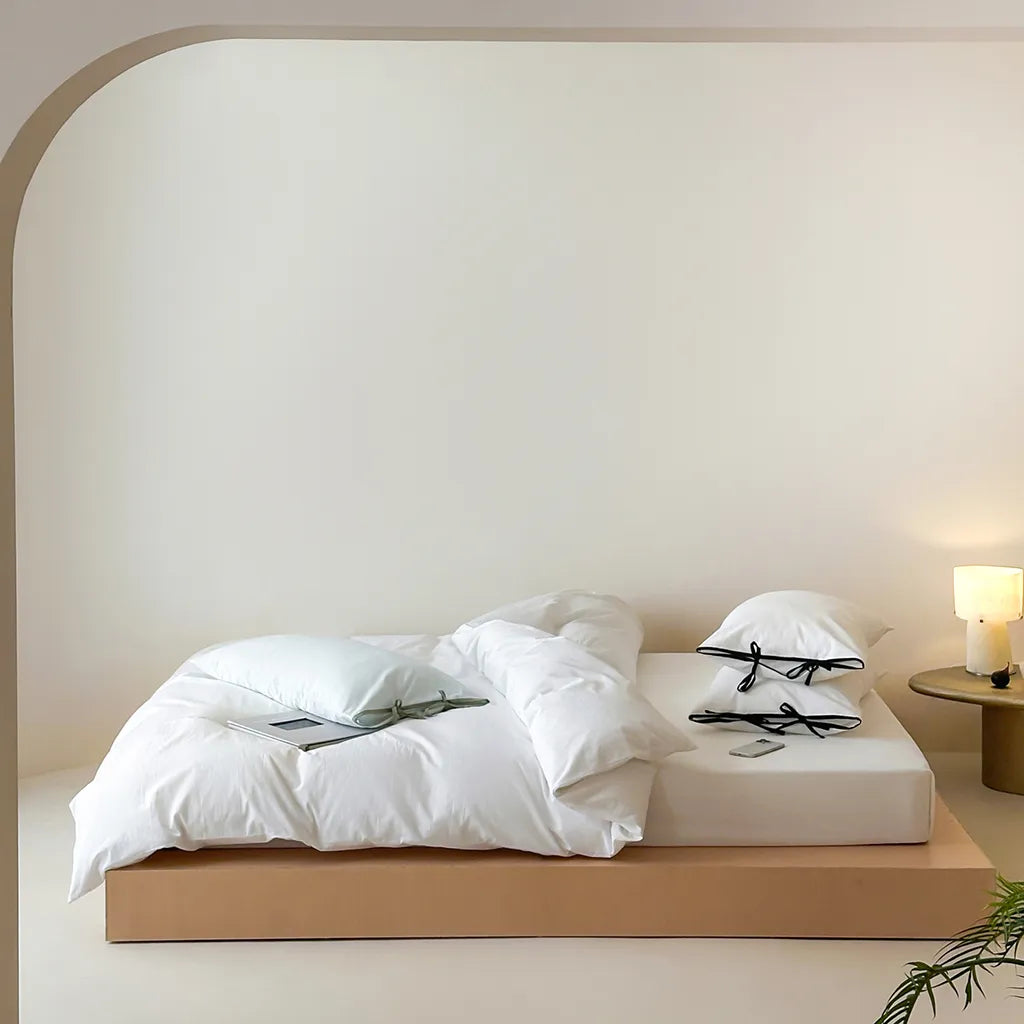Contrast Bow Cotton Duvet Cover