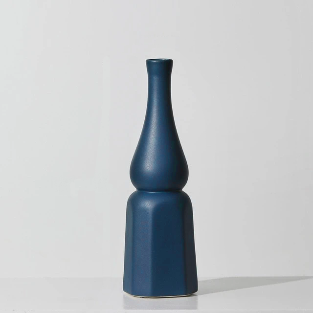Contrasted Ceramic Vases Blue Tall
