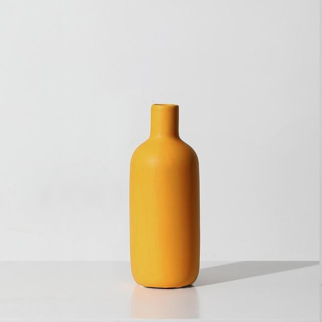 Contrasted Ceramic Vases Yellow Short