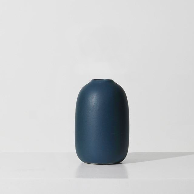 Contrasted Ceramic Vases Blue Short