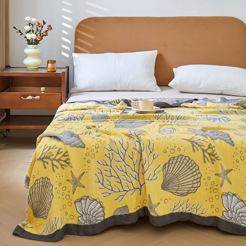Double-Sided Throw Blanket - Starfish & Bubbles