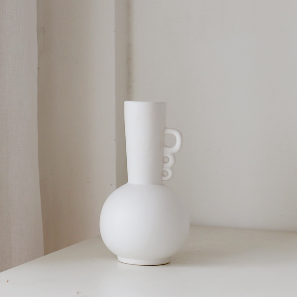 Coraline Organic Shape Ceramic Vase White Large