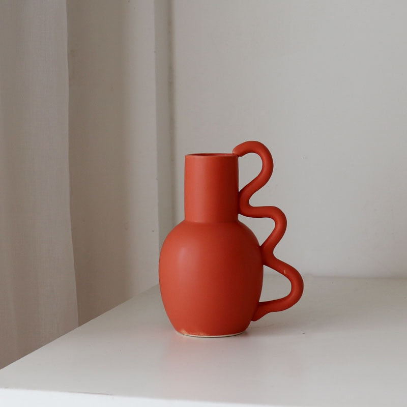 Coraline Organic Shape Ceramic Vase Terracota Medium