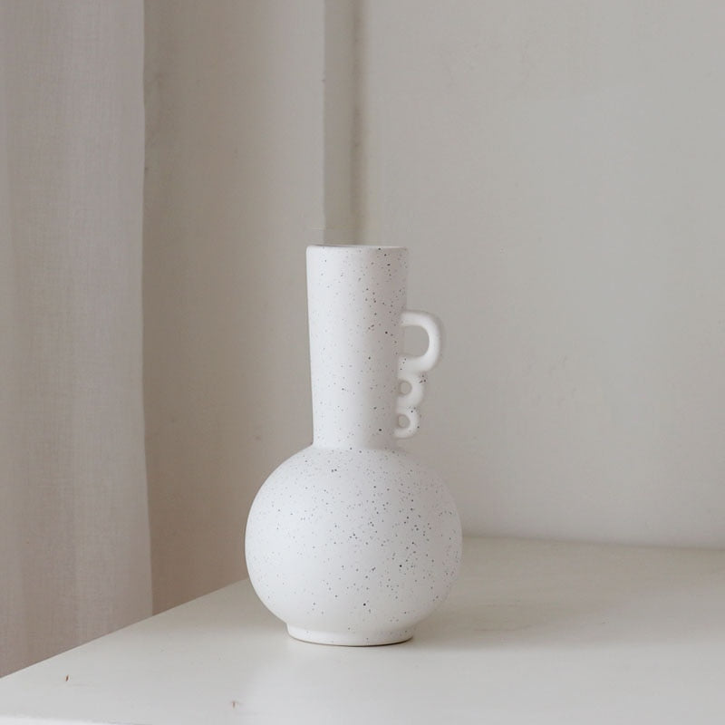 Coraline Organic Shape Ceramic Vase White Speckles Large