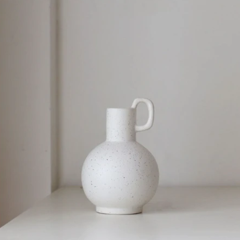 Coraline Organic Shape Ceramic Vase White Speckles Small
