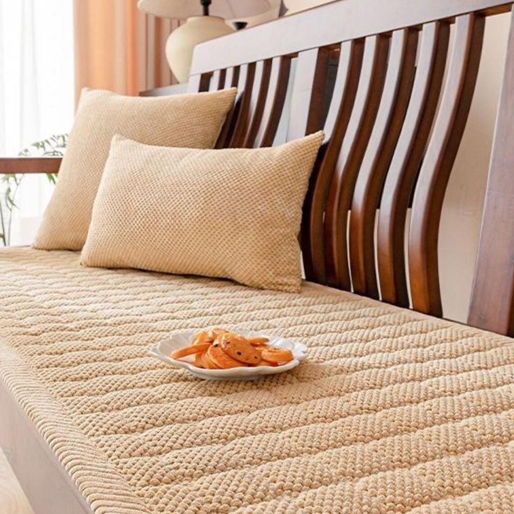Corduroy Comfort Sofa Seat Cover Cream Beige