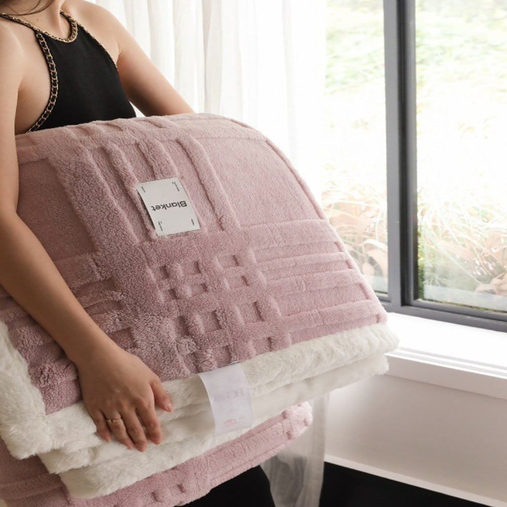 Cosmo Fluffy Winter Three-Dimensional Warm Blanket Pink Blush
