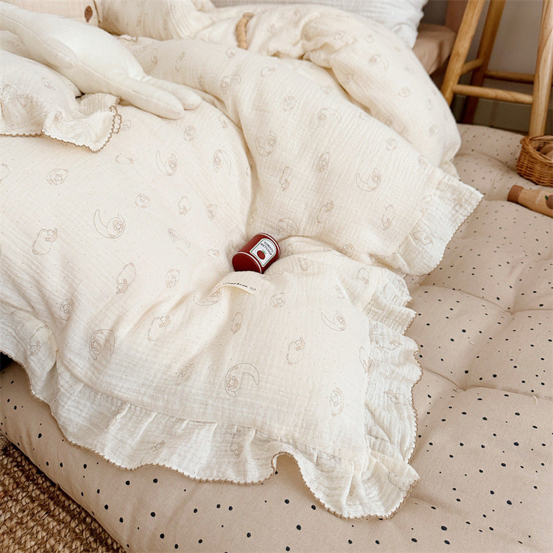 Animal Theme Ruffle Duvet Cover Set – Cotton Muslin