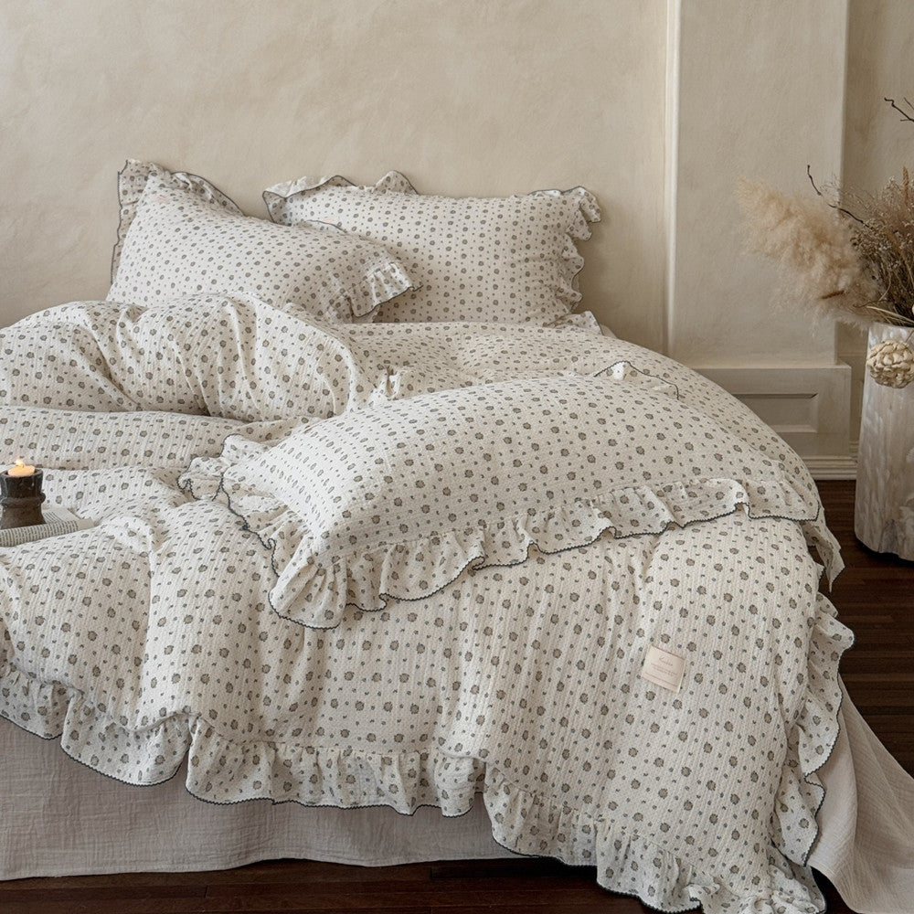 Cotton Muslin Duvet Cover Set - Miniature Floral Print