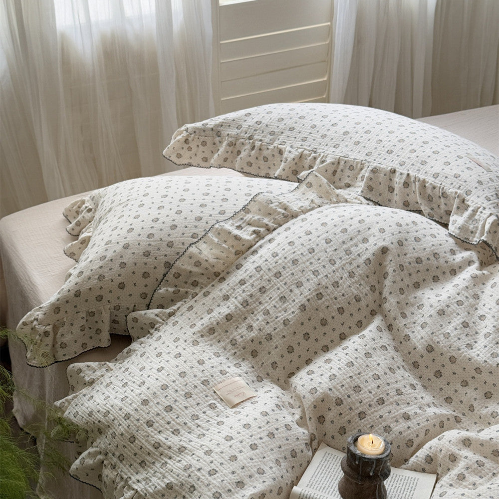 Cotton Muslin Duvet Cover Set - Miniature Floral Print