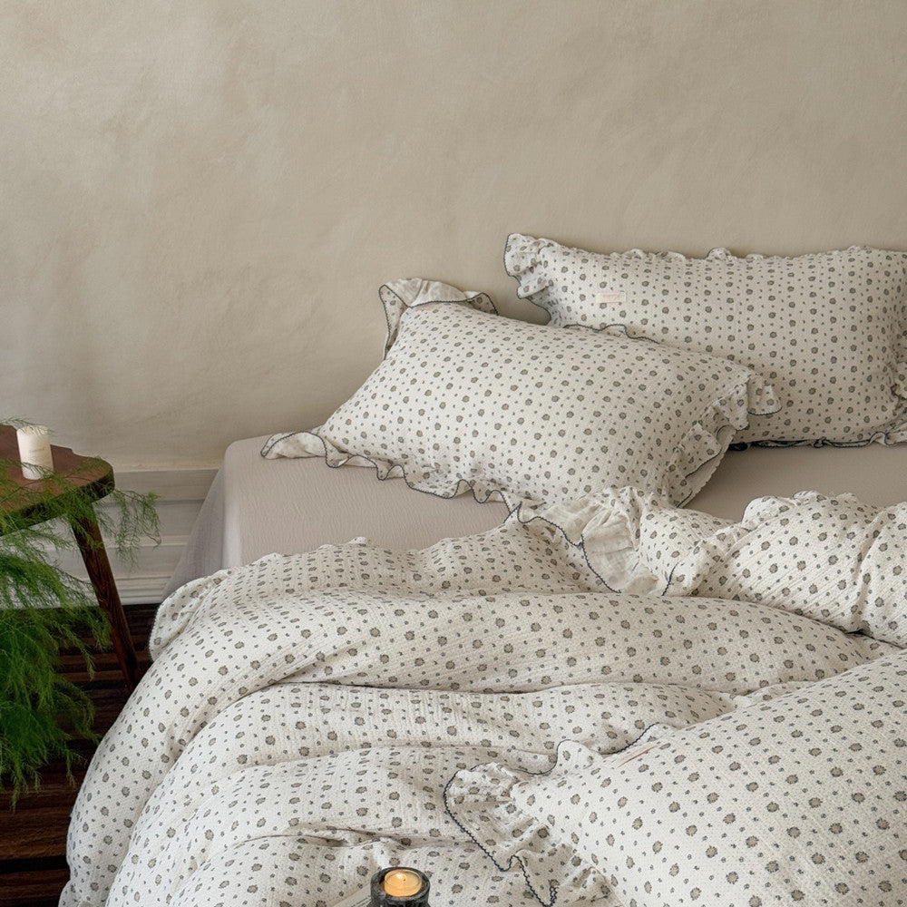 Cotton Muslin Duvet Cover Set - Miniature Floral Print