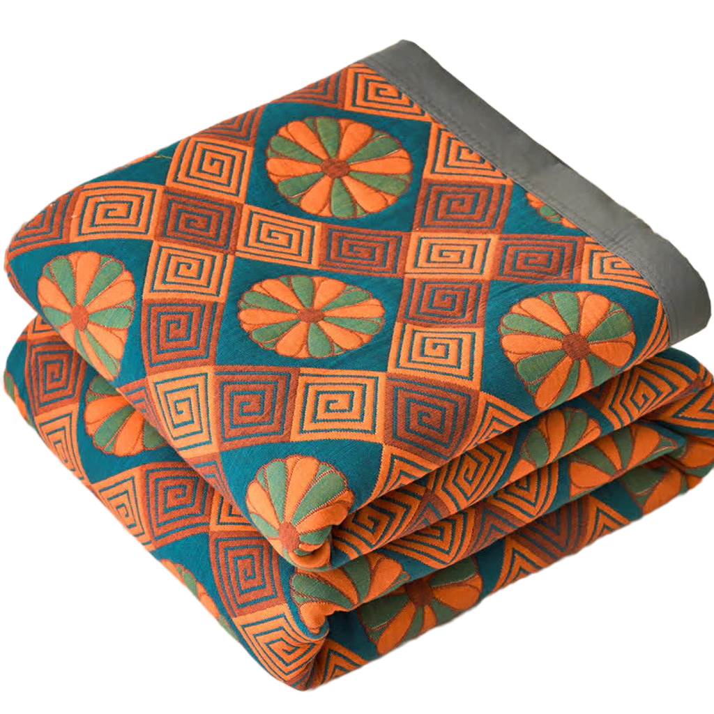 Vintage Woven Cotton Quilt - Japanese Quality Sunburst Pattern