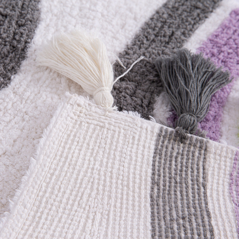 Cotton Rainbow Area Rug with Tassels – 50×80cm