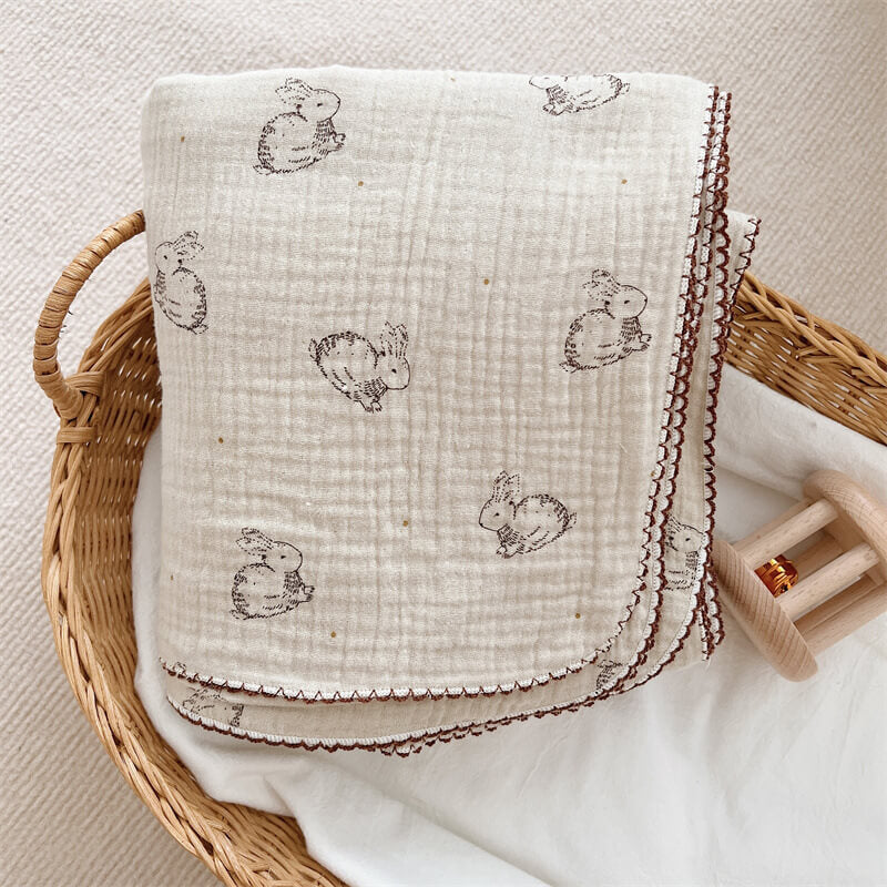 Cotton Muslin Baby Blanket – Vintage Floral Print