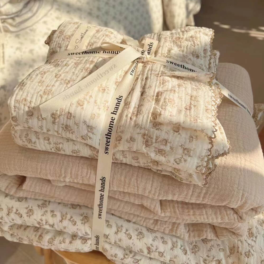 Camellia Floral Duvet Cover – Ruffled Cotton Muslin