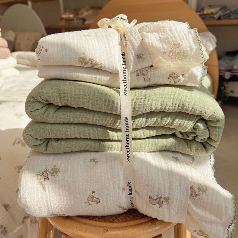 Bunny Print Duvet Cover Set – Ruffled Cotton Muslin