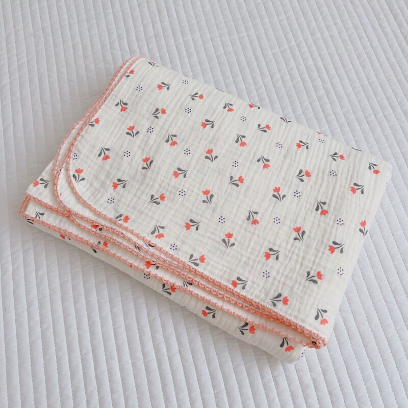 Muslin Baby Blanket – Tulip Floral, 100% Cotton