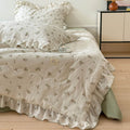 Bunny Print Muslin Quilt – Ruffle Edge Cotton Bedding