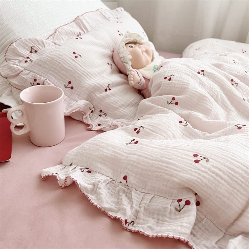 Cherry Duvet Cover Set – Ruffled Cotton Muslin