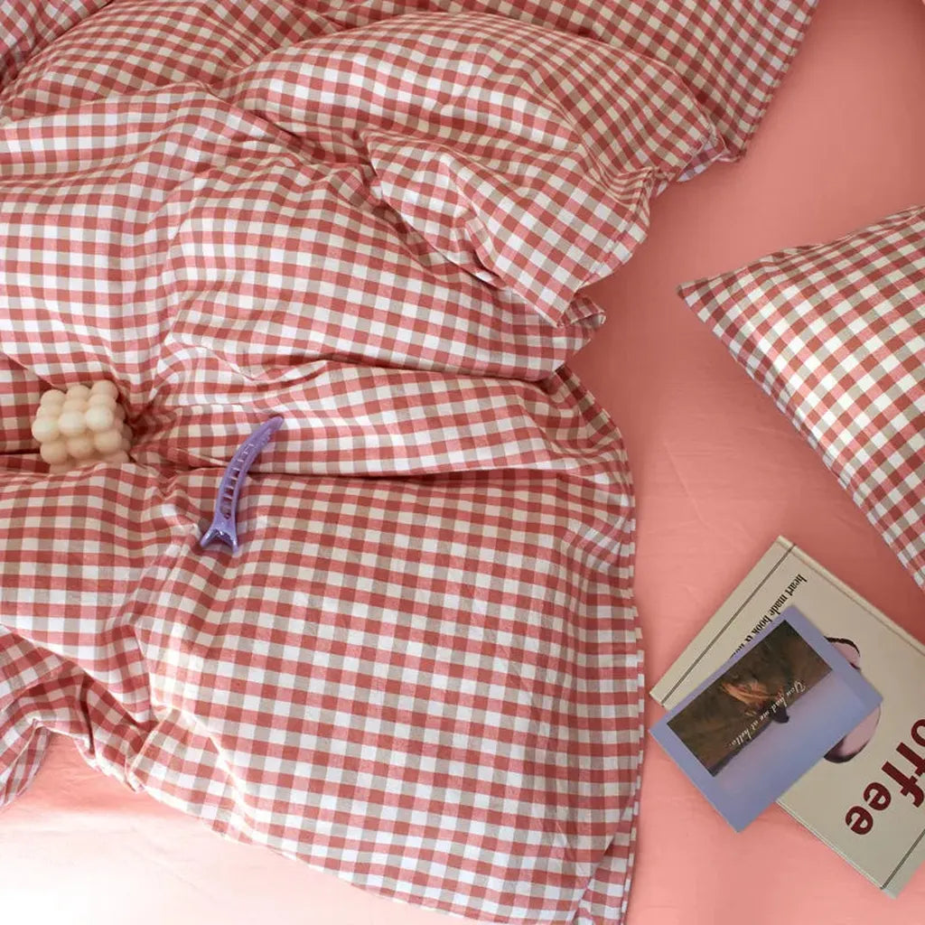 Cotton Small Gingham Duvet Cover - Yellow