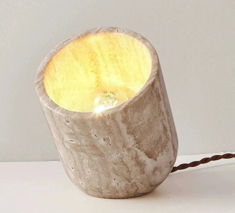 Cove Essence Travertine Table and Floor Lamp