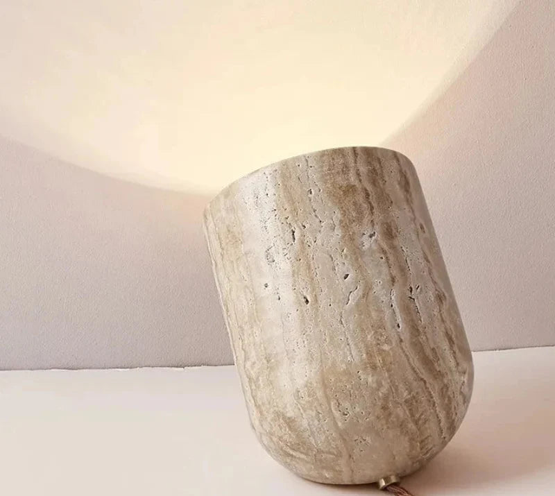 Cove Essence Travertine Table and Floor Lamp