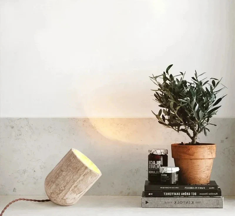 Cove Essence Travertine Table and Floor Lamp