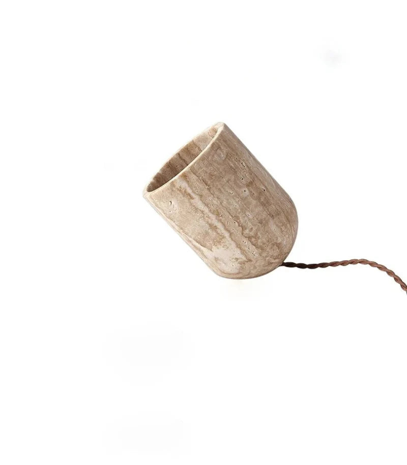 Cove Essence Travertine Table and Floor Lamp