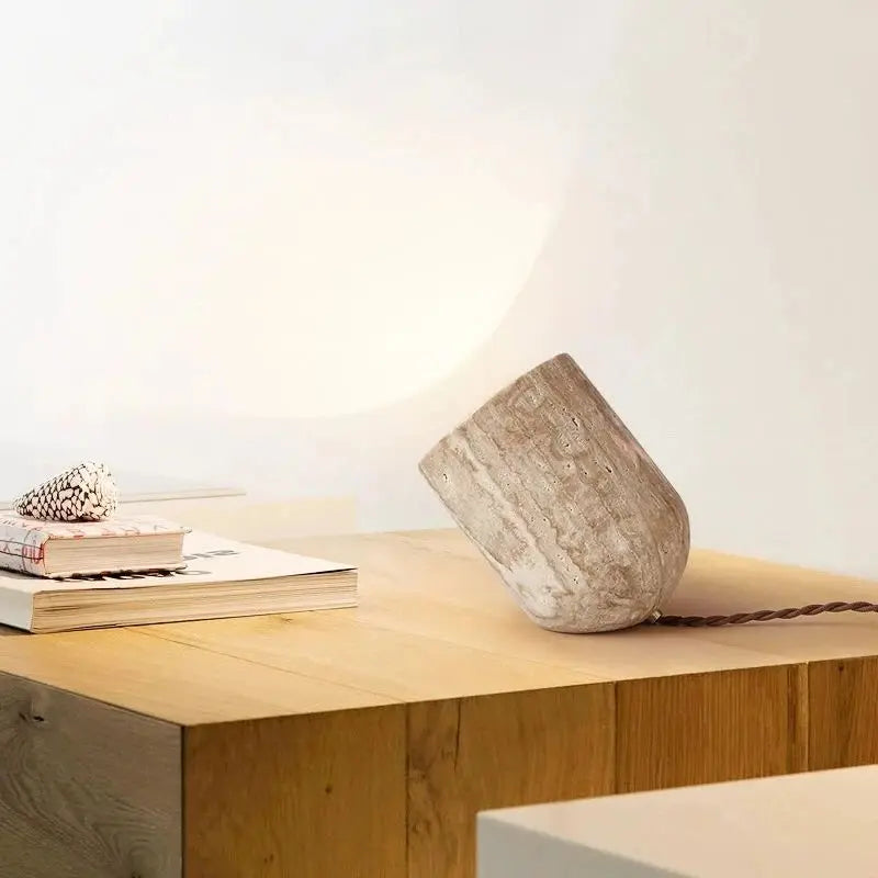 Cove Essence Travertine Table and Floor Lamp