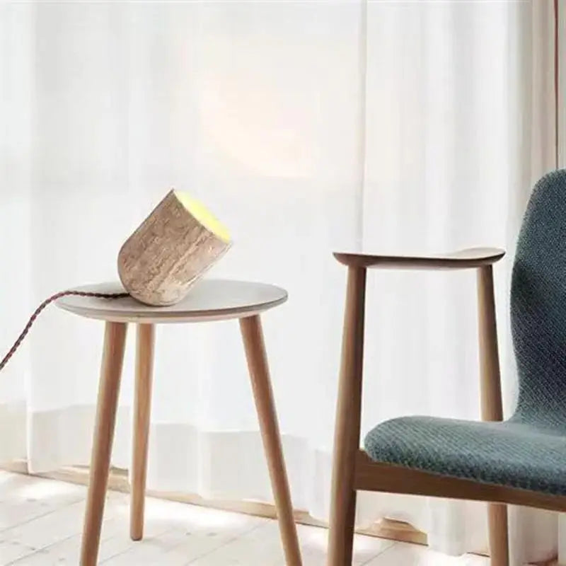 Cove Essence Travertine Table and Floor Lamp