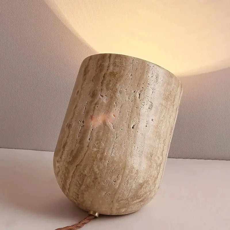 Cove Essence Travertine Table and Floor Lamp