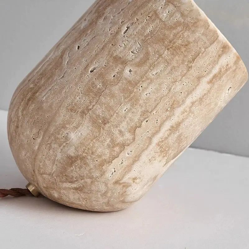 Cove Essence Travertine Table and Floor Lamp