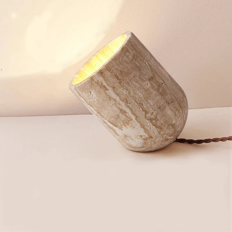 Cove Essence Travertine Table and Floor Lamp