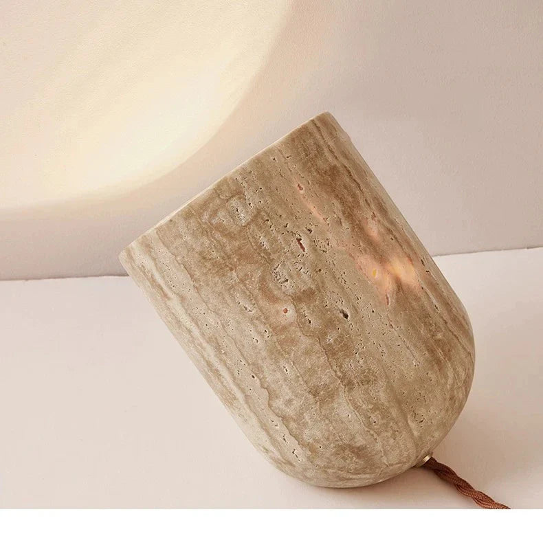 Cove Essence Travertine Table and Floor Lamp