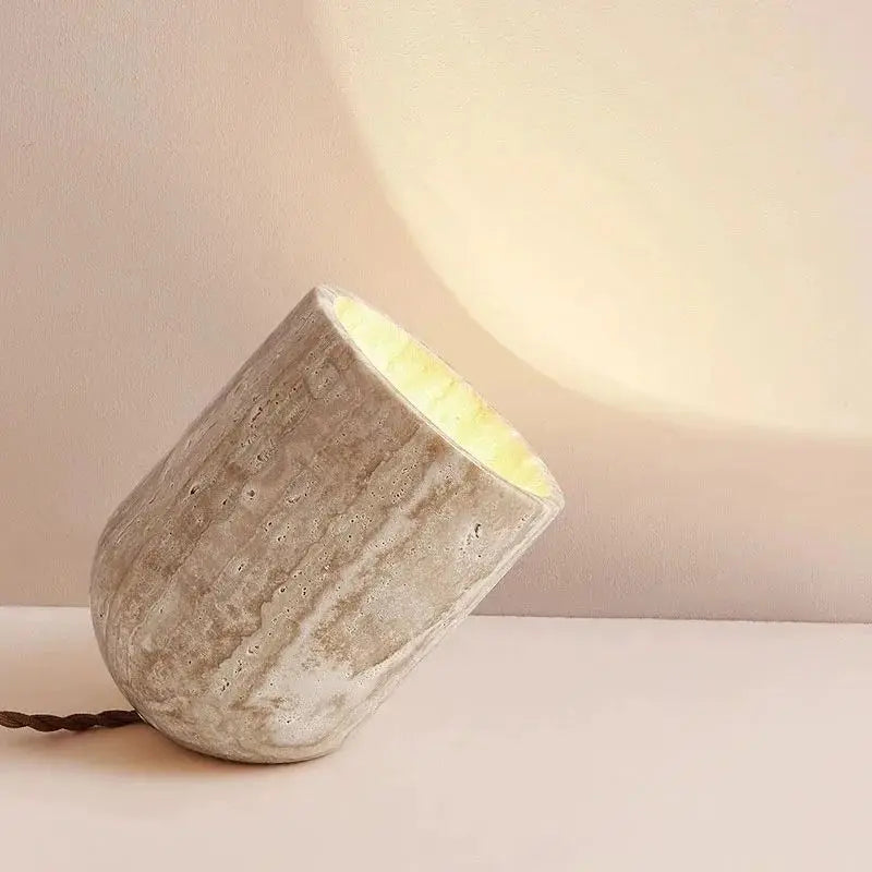Cove Essence Travertine Table and Floor Lamp